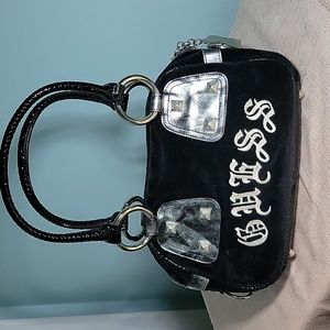 Guess Black Velvet Handbag